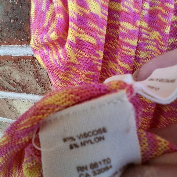 Free People Space Dye Tunic Dress Top Pink Yellow Sz.L Boho FP Spring Beach - Picture 8 of 13